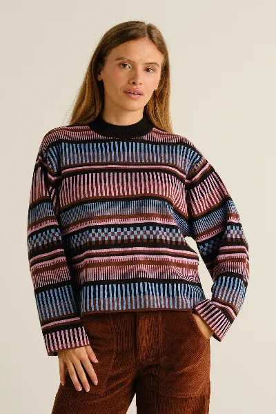 dedicated Strickpullover Limhamn Dashed Stripe Pink