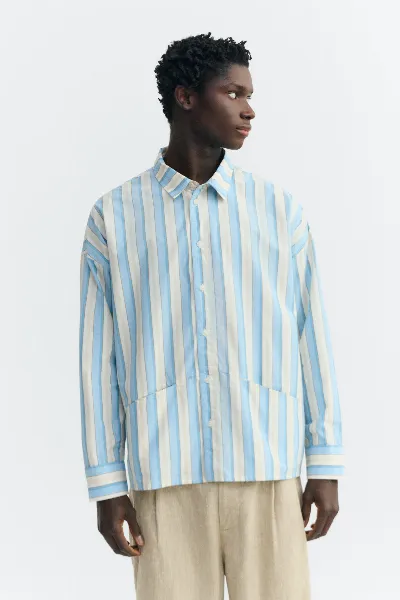 thinking mu Thinking MU Herren vegan Hemd Jim Blue Stripes