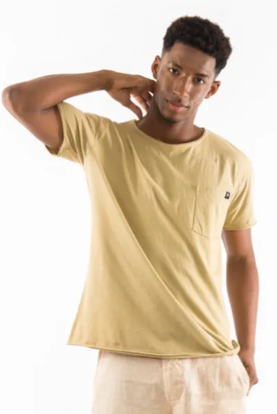 RAVENS VIEW IBIZA RAVENS VIEW IBIZA Herren vegan T-Shirt Rundhalsausschnitt Wild Pocket Camel