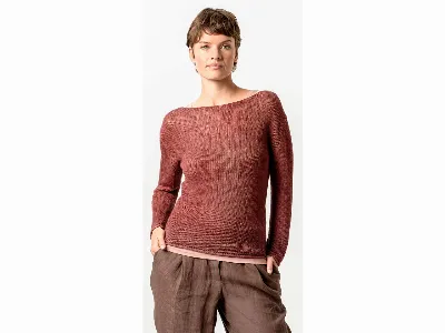Living Crafts Living Crafts Damen-Pullover AMALFIA mit lockerem Bändchen-Garn, rosewood,