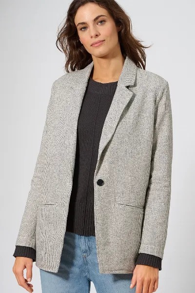 HempAge Hempage Damen vegan Blazer Pepita Natural