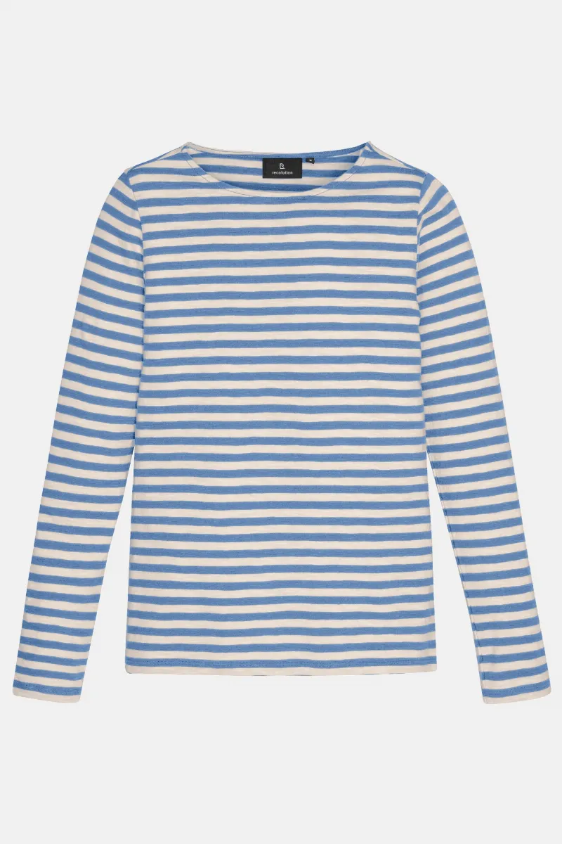 recolution Recolution Damen vegan Longsleeve Iris Stripes Electric Blue