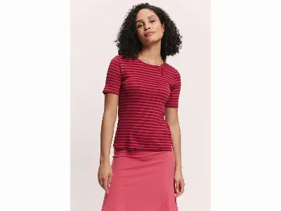 tranquillo tranquillo Damen-T-Shirt Lillyy aus Tencel-Baumwoll-Mix, stripes red,