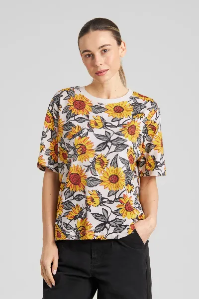 dedicated T-Shirt Vadstena Sunflower AOP Off White