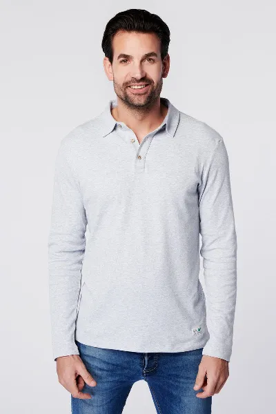SKOT SKOT Herren vegan Langarm-Polo Grau