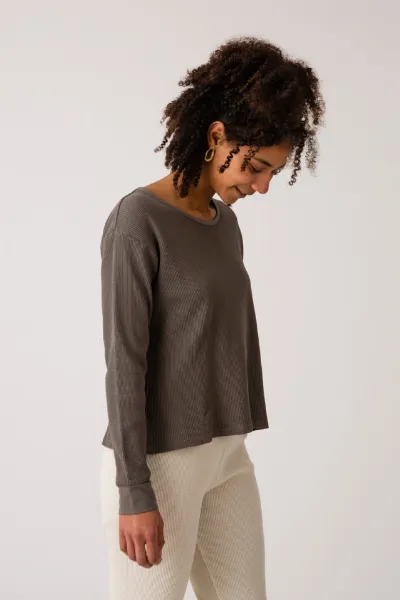 MATONA MATONA Damen vegan T-Shirt Langarm Basic Graphit
