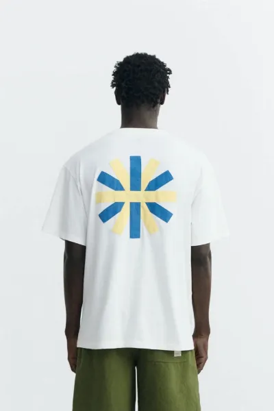 thinking mu Thinking MU Herren vegan T-Shirt Aaron Patched With Sun Back White