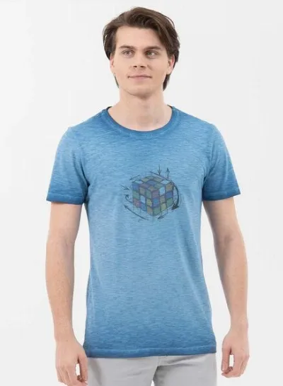 ORGANICATION ORGANICATION Garment Dyed T-Shirt aus Bio-Baumwolle mit Rubik’s Cube-Print