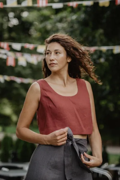 AmourLinen AmourLinen Damen vegan Crop Top Pippa Terracotta