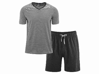 Living Crafts Living Crafts Bio-Herren-Schlafanzug Carl kurz, grau/anthrazit,
