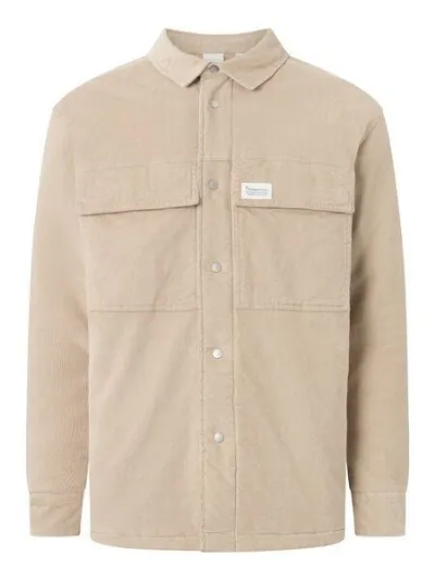KnowledgeCotton Apparel KnowledgeCotton Apparel Wattiertes Corduroy Overshirt aus Biobaumwolle, Light Feather Grey