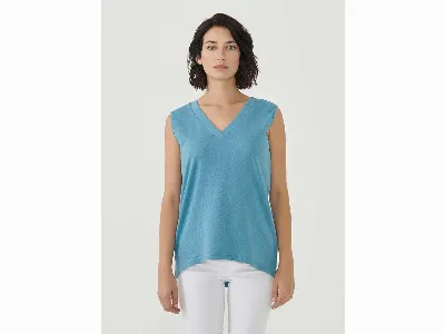 ORGANICATION ORGANICATION Bio-Damen-Tank-Top mit V-Ausschnitt petrol blue