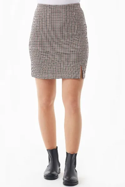 ORGANICATION ORGANICATION Damen vegan Kurzer Rock Mit Hahnentritt-Muster Multicolor