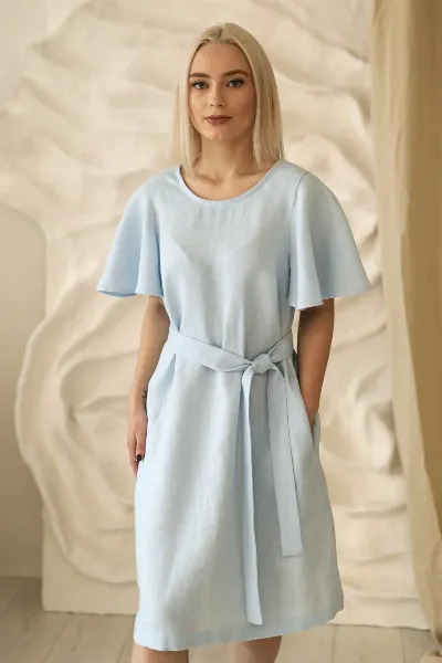 Amber Linen Amber Linen Damen vegan Kleid Capri Himmelblau