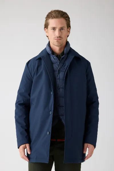 KnowledgeCotton Apparel KnowledgeCotton Apparel Herren vegan Jacke Auto Mantel Klima Shell Total Eclipse Navy