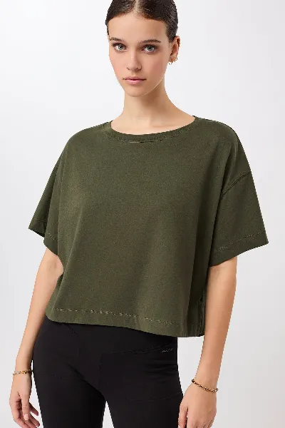mandala MANDALA Damen vegan T-Shirt Boxy Leaf