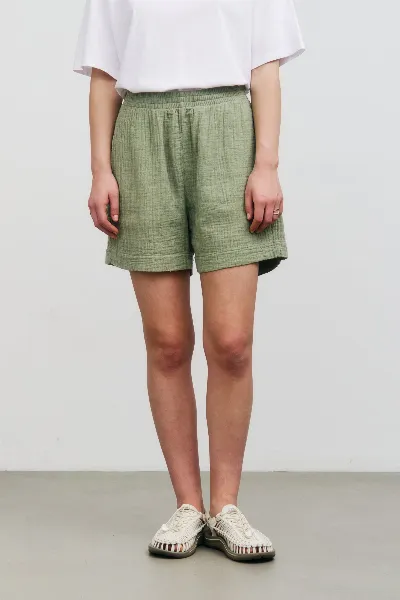Rotholz Rotholz Damen vegan Shorts Muslin Green Mist