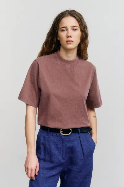 Rotholz Rotholz Damen vegan T-Shirt Breiter Kragen Verblasst