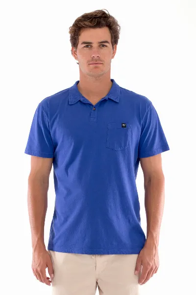 RAVENS VIEW IBIZA RAVENS VIEW IBIZA Herren vegan Polo-T-Shirt Pocket Klein Blau
