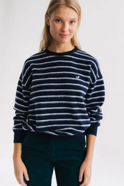 TWOTHIRDS TWOTHIRDS Damen vegan Sweatshirt Fanad Marineblau Gestreift
