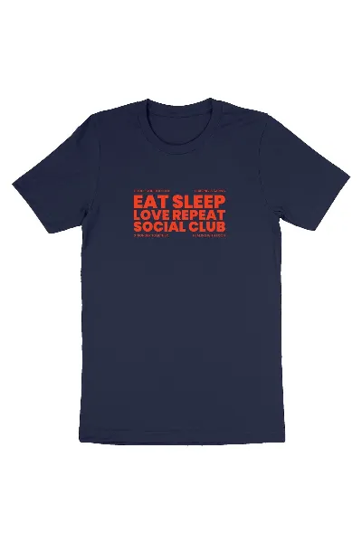 Oat Milk Club Oat Milk Club Damen vegan T-Shirt Eat Sleep Love Repeat Marineblau