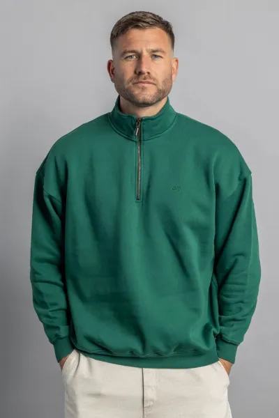 DIRTS DIRTS Herren vegan Pullover Quarter Zip Oversized Court Grün