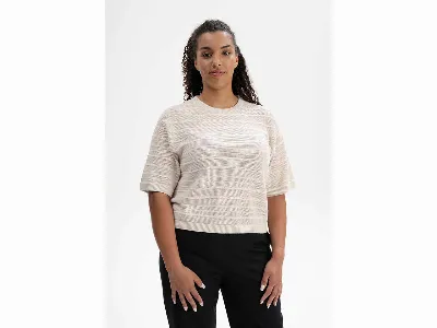 MELA MELA Bio-Damen-Strick-T-Shirt AROHI strukturiert, cream melange,