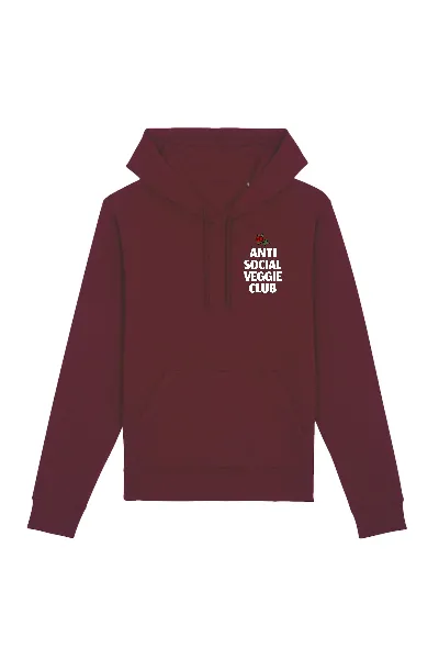 Oat Milk Club Oat Milk Club Damen vegan Anti Social Veggie Club - Hoodie Aus Bio-Baumwolle Bordeaux