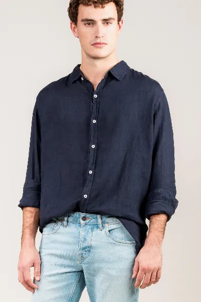 Kuyichi Kuyichi Herren vegan Hemd Milan Mitternachtsblau