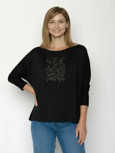 GreenBomb GREENBOMB Leafline Simper - Gemütliches Longsleeve aus Viskose (LENZING ECOVERO) Mix / hochwertiger Print / Fair & Vegan