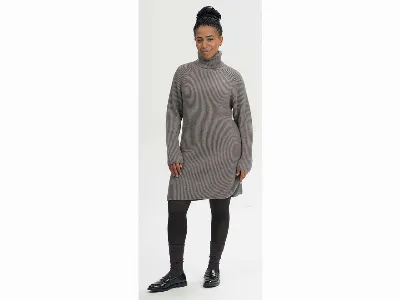 MELA MELA Bio-Damen-Midi-Strickkleid 'ARUNIKA' mit Rollkragen, bear melange,