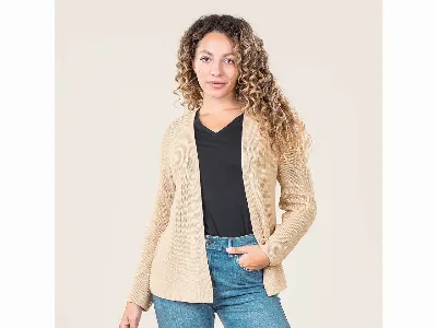 Living Crafts Living Crafts Bio-Damen-Strickjacke OLIVIA ohne Verschluss , sand,