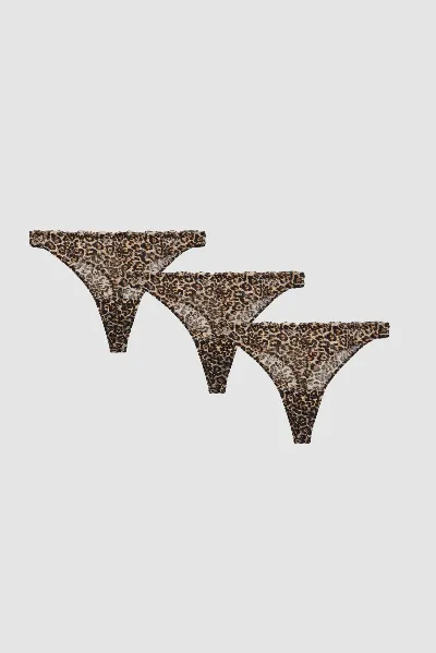 Understatement Understatement Damen vegan Multipack 3x Tanga Spitze Leopard