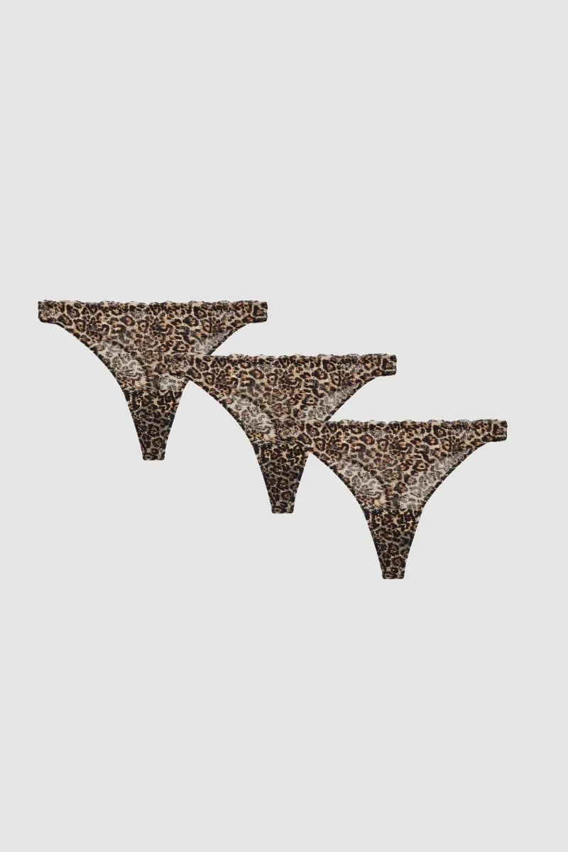 Understatement Understatement Damen vegan Multipack 3x Tanga Spitze Leopard