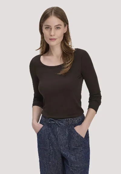 hessnatur hessnatur Damen Softrib Longsleeve Fitted aus Bio-Baumwolle und TENCEL™ Modal - braun