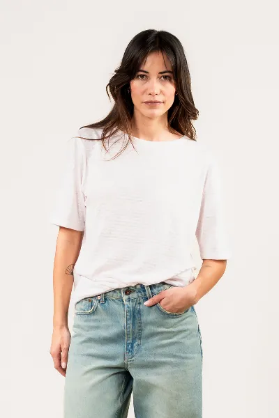 Kuyichi Kuyichi Damen vegan T-Shirt Olivia Gestreift Hellrosa