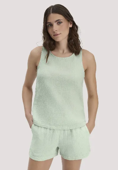 hessnatur hessnatur Damen Musselin Top PURE COMFORT aus Bio-Baumwolle - grün