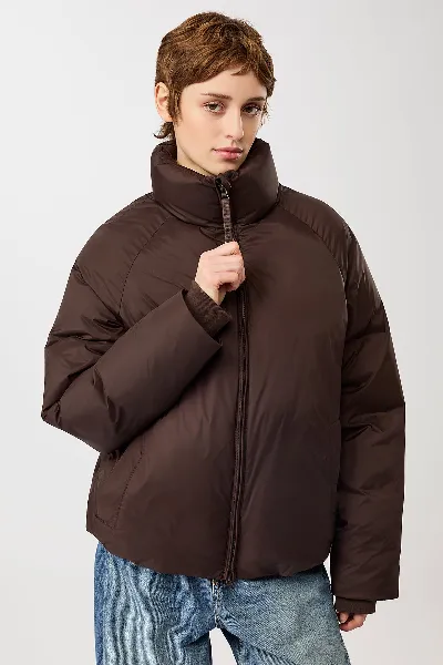 LangerChen LangerChen Damen vegan Leichte Jacke In Kaffeefarbe