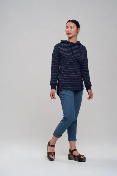recolution recolution Longfitted Hoodie #STRIPES dunkelblau