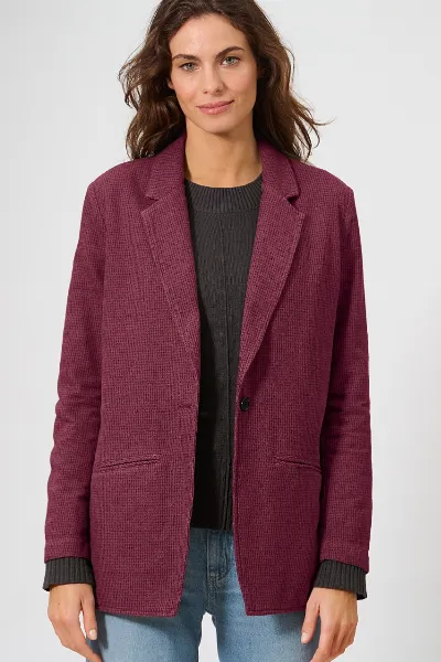 HempAge Hempage Damen vegan Blazer Pepita Wein