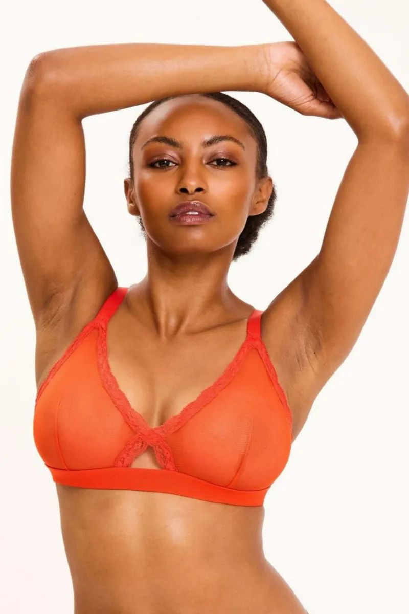 Understatement Understatement Damen vegan Bralette Mesh Lace Triangle Feuer
