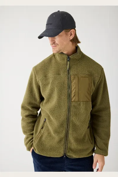 KnowledgeCotton Apparel KnowledgeCotton Apparel Herren vegan Zip Jacke Lose Fleece Gebrannte Olive