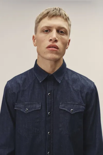 WOTE WOTE Herren vegan Denim Hemd Darkindigo