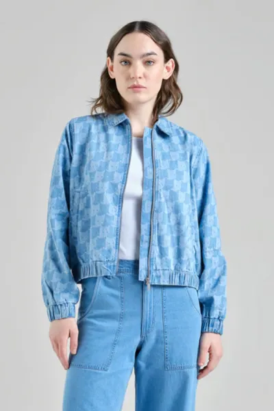 dedicated Jacke Sunna Denim Pepita Cats Hellblau