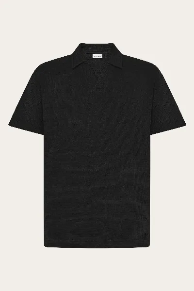 KnowledgeCotton Apparel KnowledgeCotton Apparel Herren vegan Poloshirt Waffel Schwarz Jet