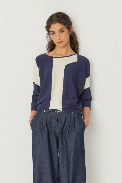 SKFK SKFK Damen vegan Pullover Naike WeiÃŸ/Blau