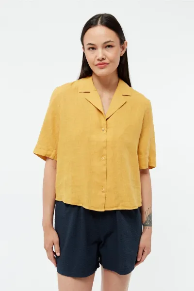 Givn Givn Damen vegan Bluse Carol Faded Gold