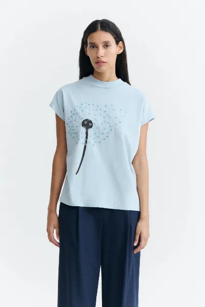 thinking mu Thinking MU Damen vegan T-Shirt Dandelion Mit Stickerei Volta