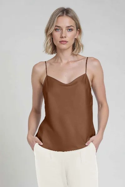 Neu Nomads Neu Nomads Damen vegan Top Camisole Cowl Neck Cognac