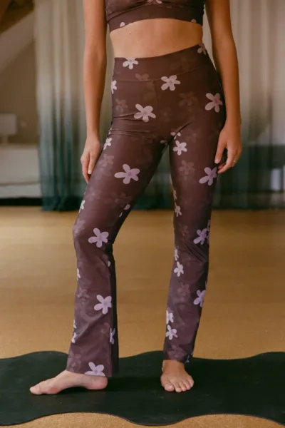 Nénés Nénés Damen vegan Leggings Flared Victoire Floral Print Mauve